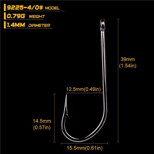 50pcs/lot 9255 Series 1# 1/0# 2/0# 3/0# 4/0# 5/0# 6/0# 7/0# 8/0# Fishing Hooks O'shaughnessy Jig Hook Jigging Fish Hook Tackle: size4-0