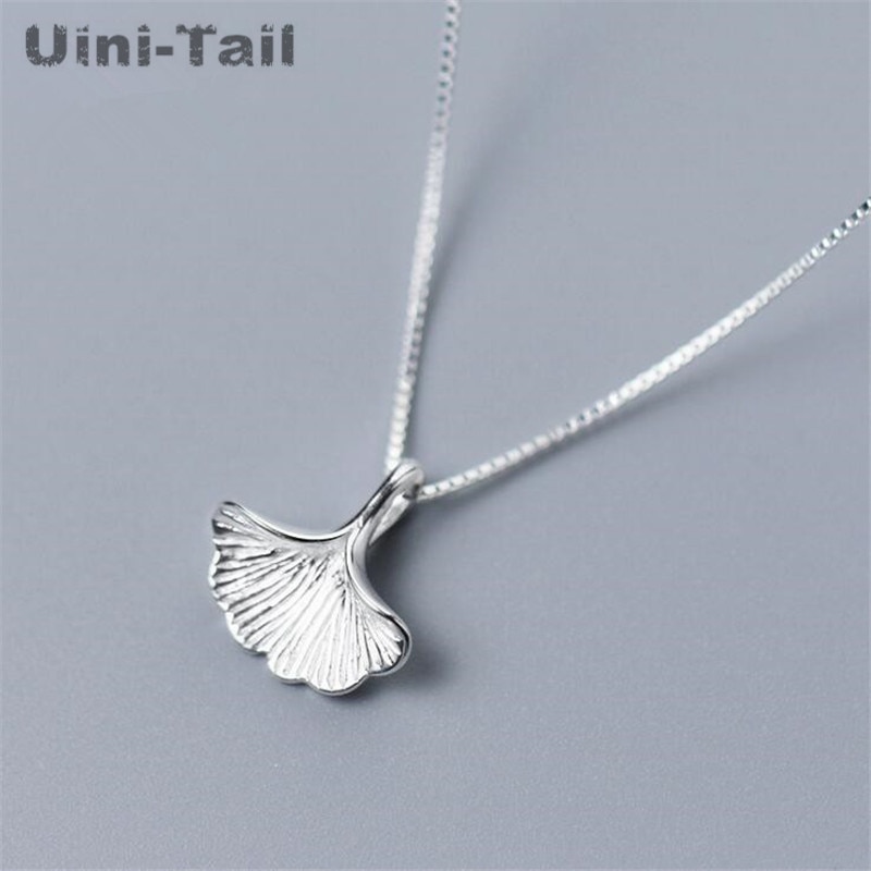 Uini-tail-collar de hojas de ginkgo, Plata de Ley 925, versión coreana, joyería minimalista literaria