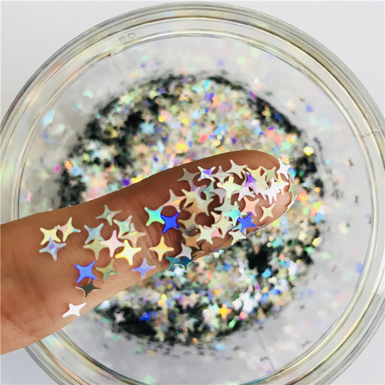 Vier Star Glitter Diy Crystal Slime Levert Ultra-dunne Plakjes Nagels Art Tips Doos Accessoires Decoratie Speelgoed Voor Kinderen