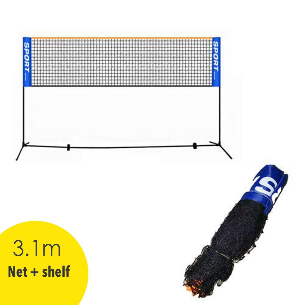 Outdoor Portable Badminton Net Mobile Mesh Net Frame With Anti-rust Black Painted Iron Shelf For Beach Grass Park 3.1m