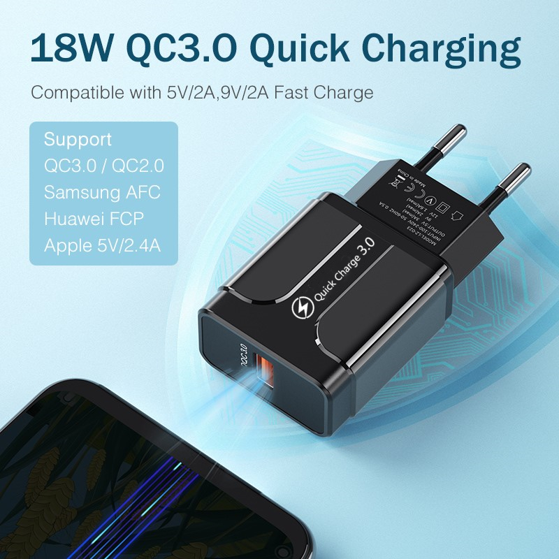 18W QC 3.0 szybkie ładowanie ue podłącz ładowarka podróżna Micro USB pleciony kabel do Samsung A10 S7 S6 krawędzi J3 J5 J7 J4 J6 + 2017 przewód danych