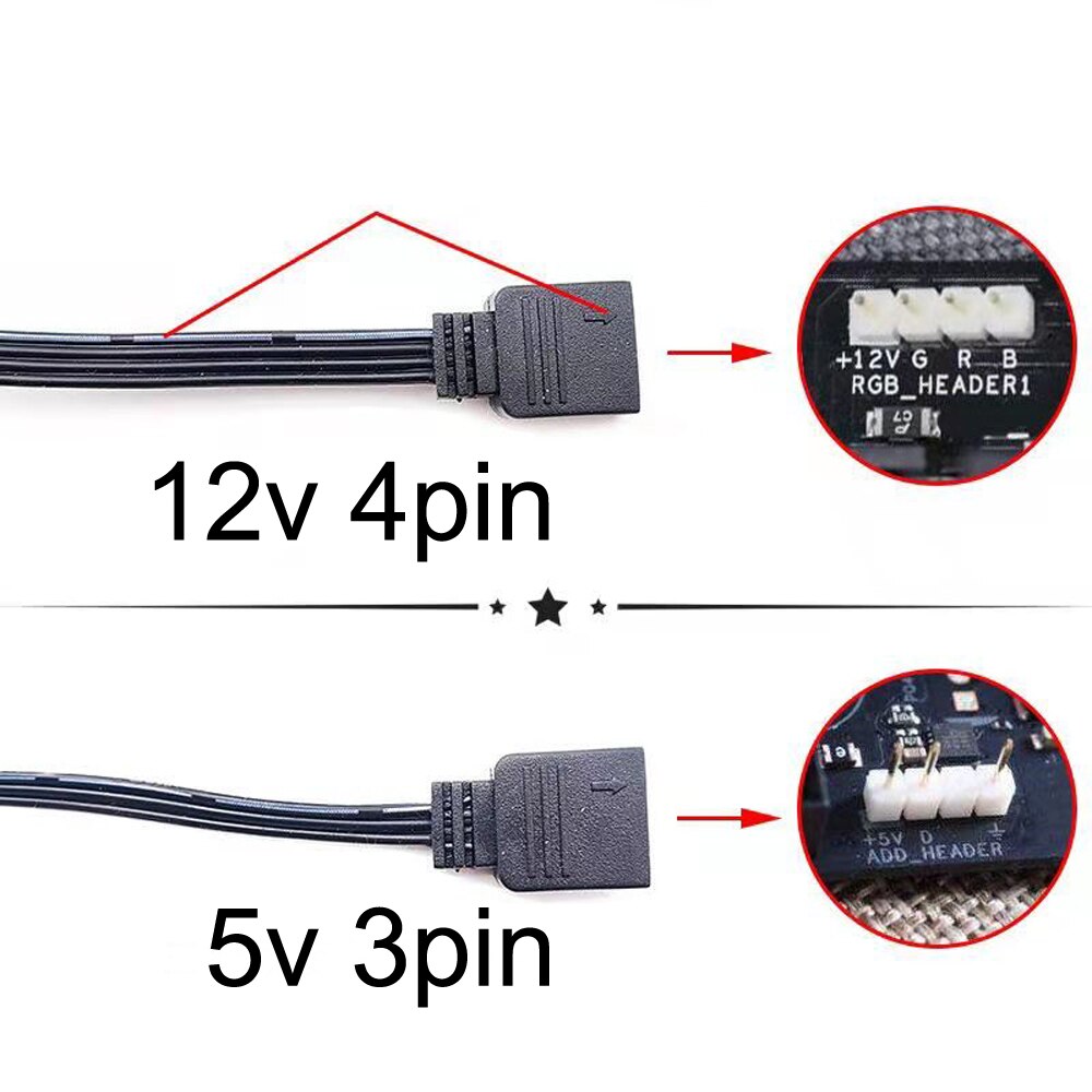 Argb 5V 3Pin/12V 4pin Rgb Strip Connector Geen Solderen Voor Msi Een Sus Asrock Aura Led voor Ws2812b/5050 3528 Rgb Strip Licht