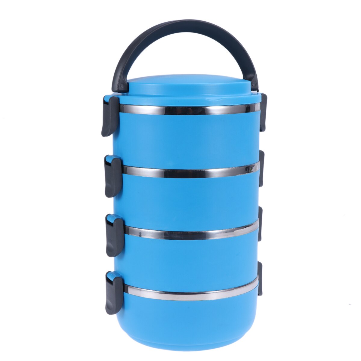 Four Tiers Stainless Steel Thermal Insulated Lunch Box Lock Container Food Storage Boxes (Orange): Blue