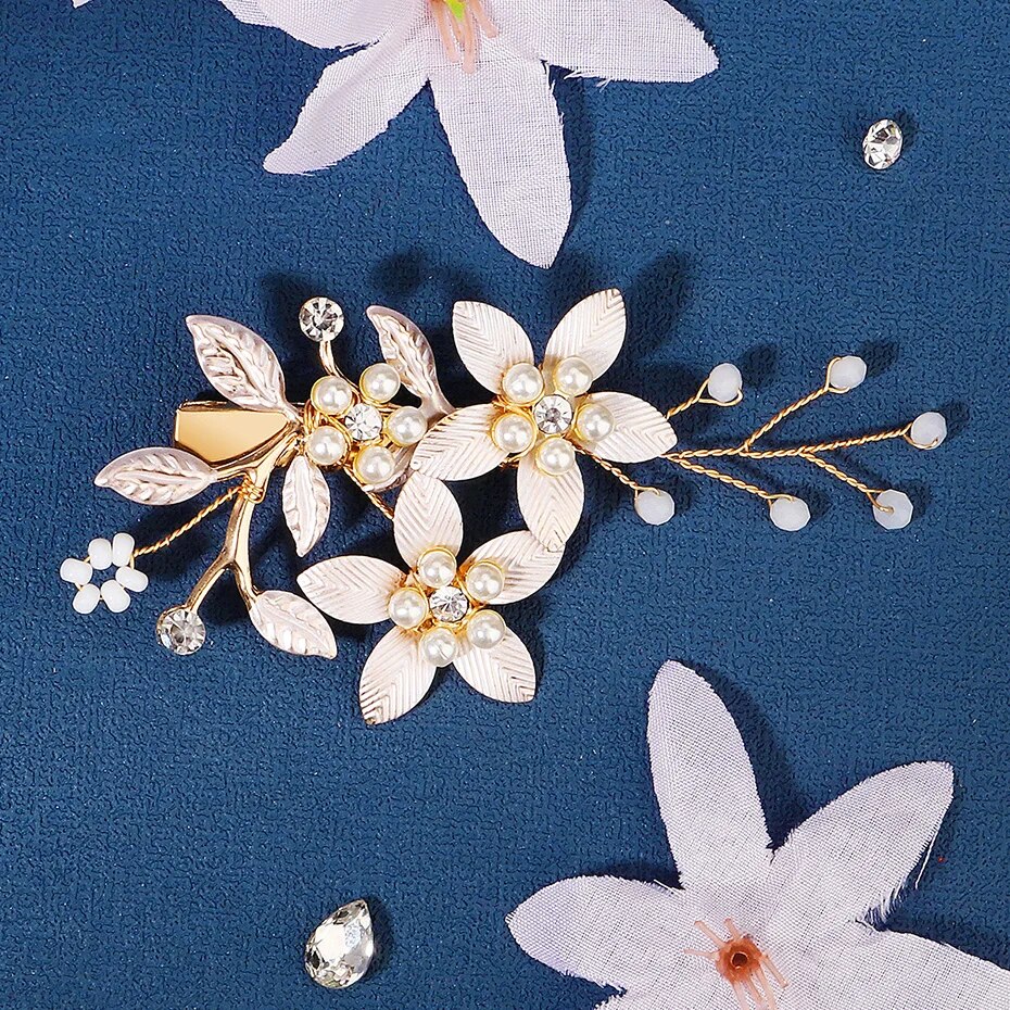 Peineta para el pelo de novia con perlas de cristal, tocado con diamantes de imitación, pinza para el pelo para novia, diademas, accesorios, joyería