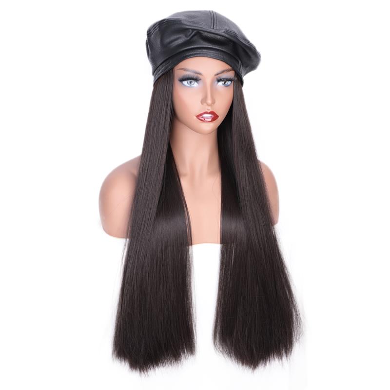 MUSES Wavy Hair Extensions with Black Navy Cap With Hair DetachableSynthetic hair integrate cap with hair for girl party: 1B/30HL