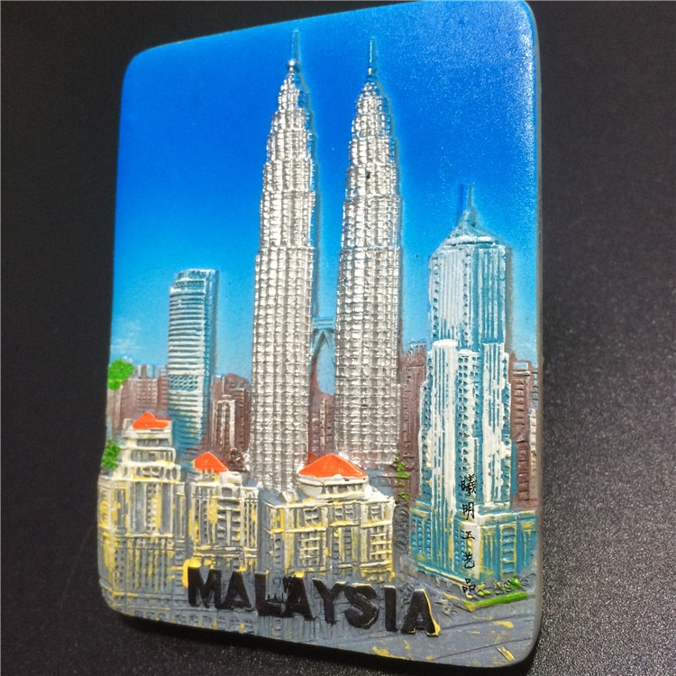 Malaysia 3D Fridge Magnet Tourist Souvenirs Kuala Lumpur Petronas Twin Towers Decorative Refrigerator Magnetic Sticker