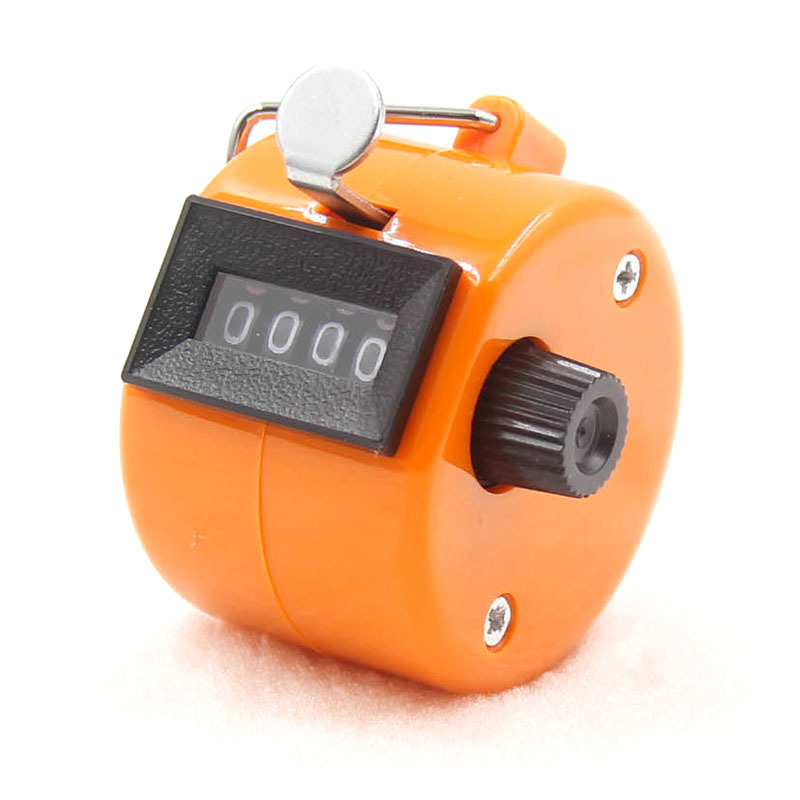 Contadores de números de 4 dígitos, carcasa de plástico, pantalla de dedo de mano, conteo Manual, temporizador, contador de Golf y fútbol: Naranja