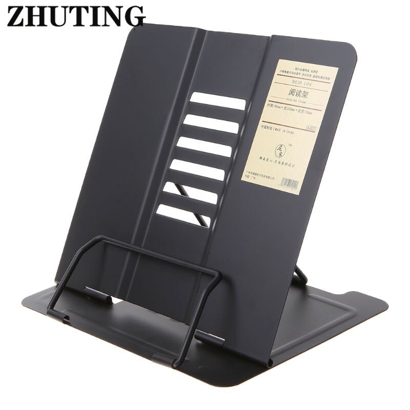 Portable Metal Adjustable Reading Book Holder Support Document Shelf Bookstand Book Stand: Black