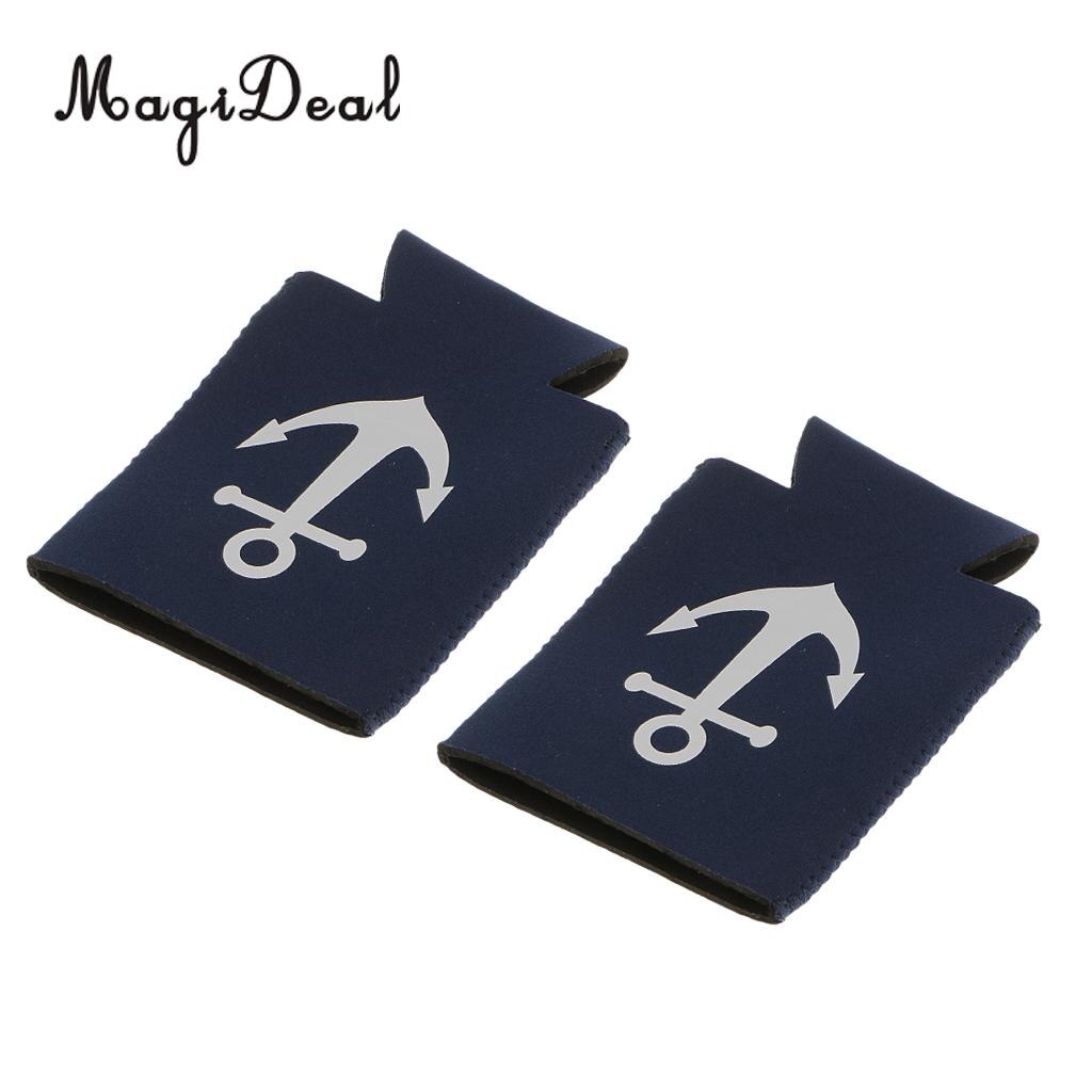 MagiDeal 2Pcs Neoprene Nautical Anchor Soda Beer Bottle Tin Can Cooler Chilling Sleeve Holder for Theme Party Novelty Toy
