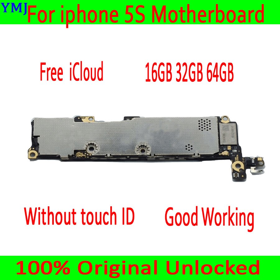 For iphone 5S Motherboard unlocked Mainboard With Touch ID/NO Touch ID,100% Original for iphone 5S Logic board Good Tested