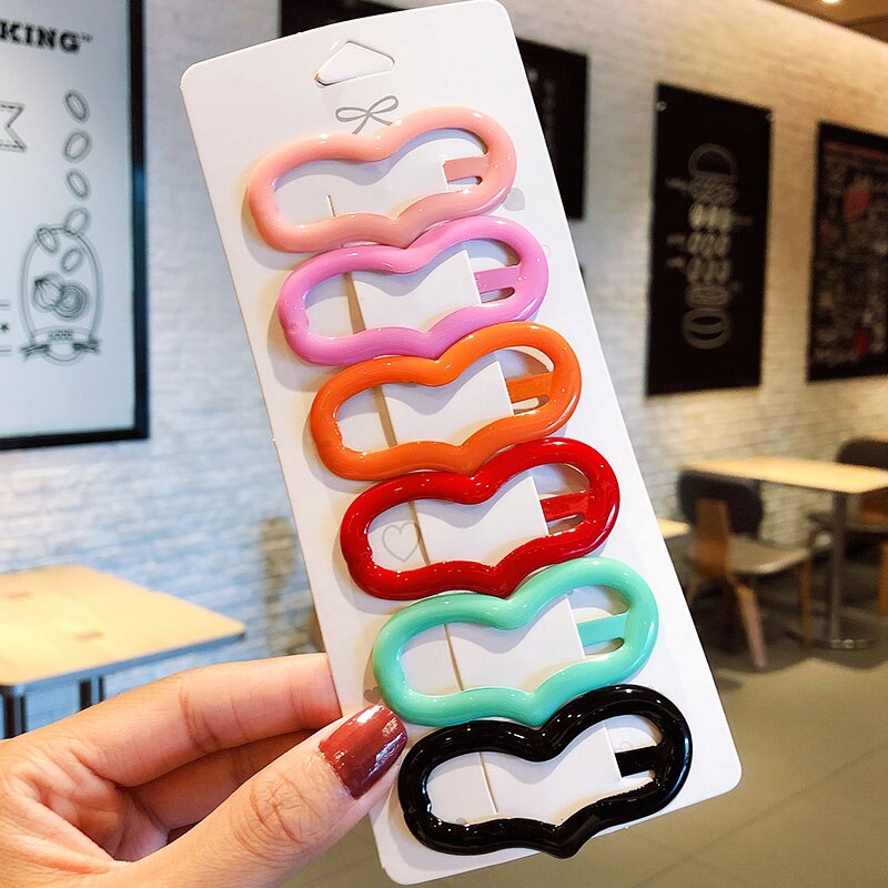 6 stks/set Vrouwen Meisjes Leuke Kleurrijke Hart Driehoek Haarspelden Zoete Haarspeldjes Haarspeldjes Haar Ornament Mode Haaraccessoires: YELLOW