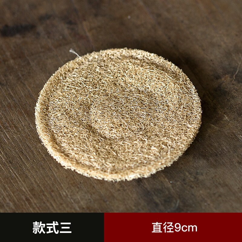 Japanse Absorberende Loofah Spons Pot Coaster Paars Zand Pot Kung Fu Theeceremonie Thee Set Accessoires Rotan Pot Dienblad Thee mat: 9.0cm 3pcs