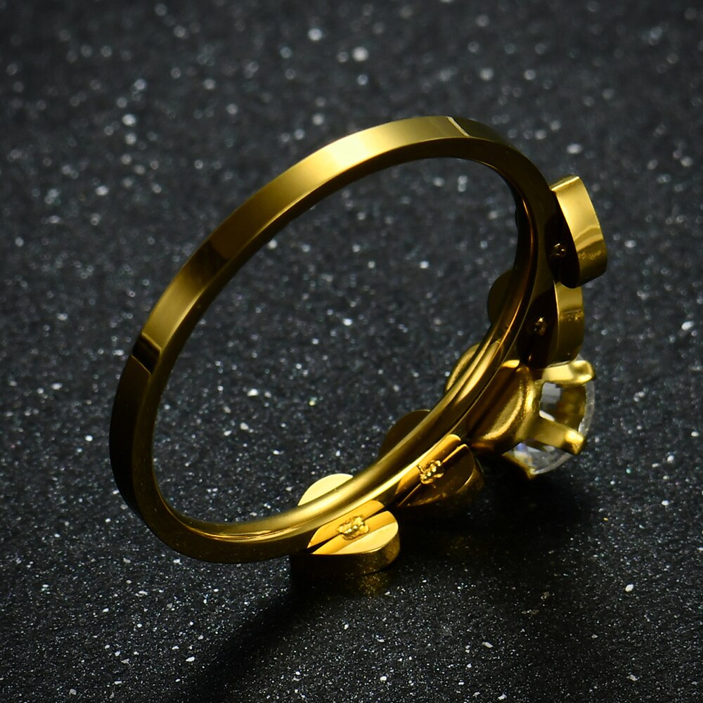 Gold Color Rings Crystal Multiple Heart Rings Girls Ring Jewelry Women's Engagement Party