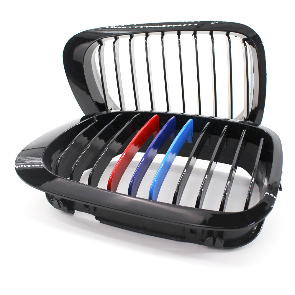 1 par de rejilla frontal estilo negro brillante M para BMW 3 Series E46 1998 1999 2000 2001 4 puertas 323 325 accesorios para automóviles