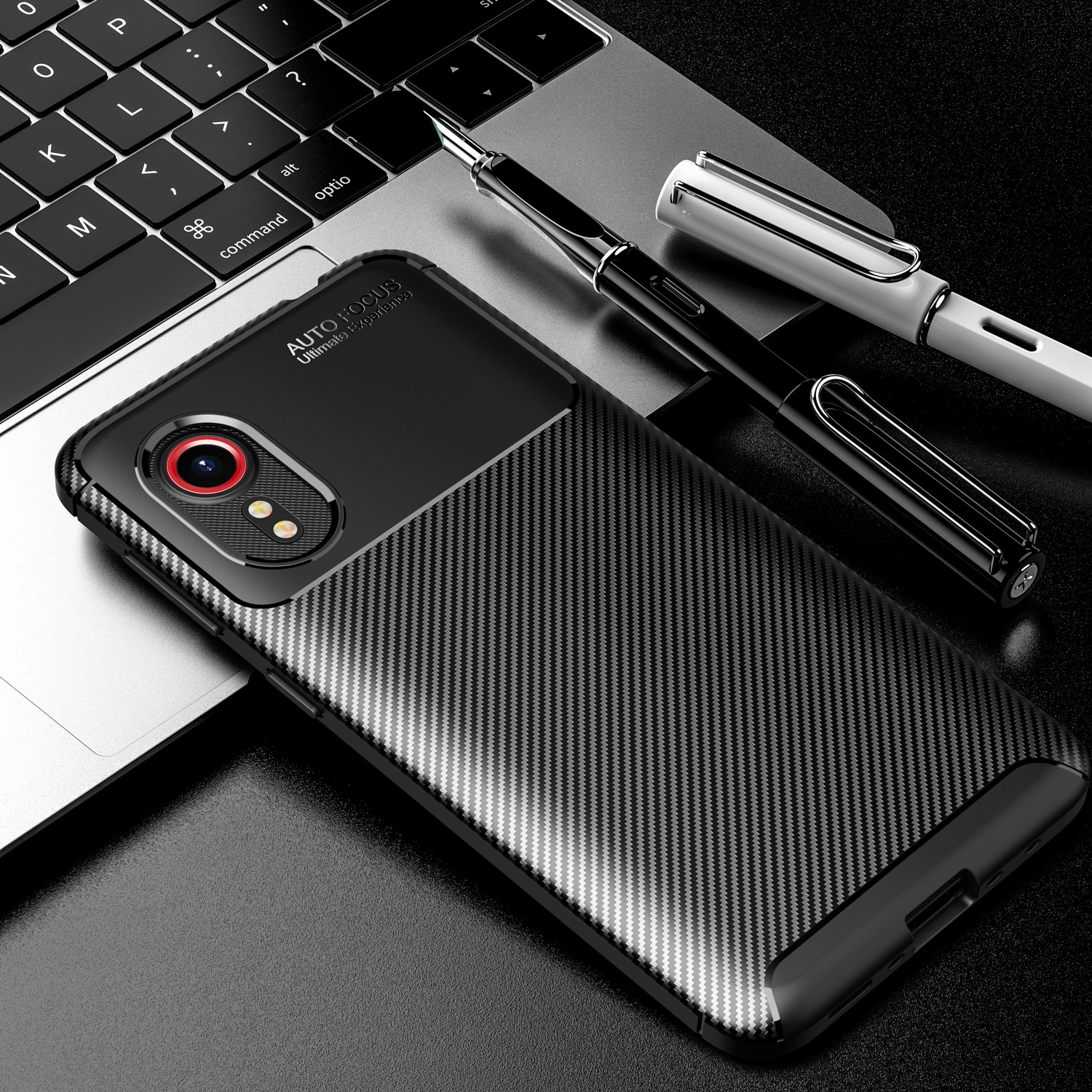 Case Voor Galaxy Xcover 5 Carbon Fiber Shockproof Soft Tpu Armor Cover Voor Samsung Galaxy Xcover5 SM-G525F: Black