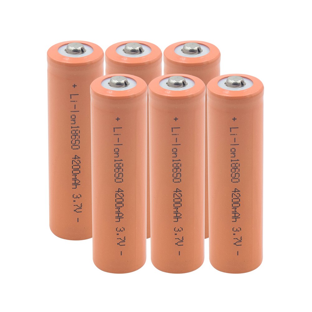 18650 Lithium Battery 3.7V 4200mAh Li-ion Cell Rechargeable power high discharge power bank For Flashlight Headlamp: 6 PCS