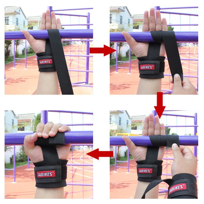 1 coppia Sollevamento Pesi Cintura di anti-scontrino Cinghie di Sollevamento per Il fitness Powerlifting Palestra presa cinghia Supporto per polso Involucri fascia di Protezione