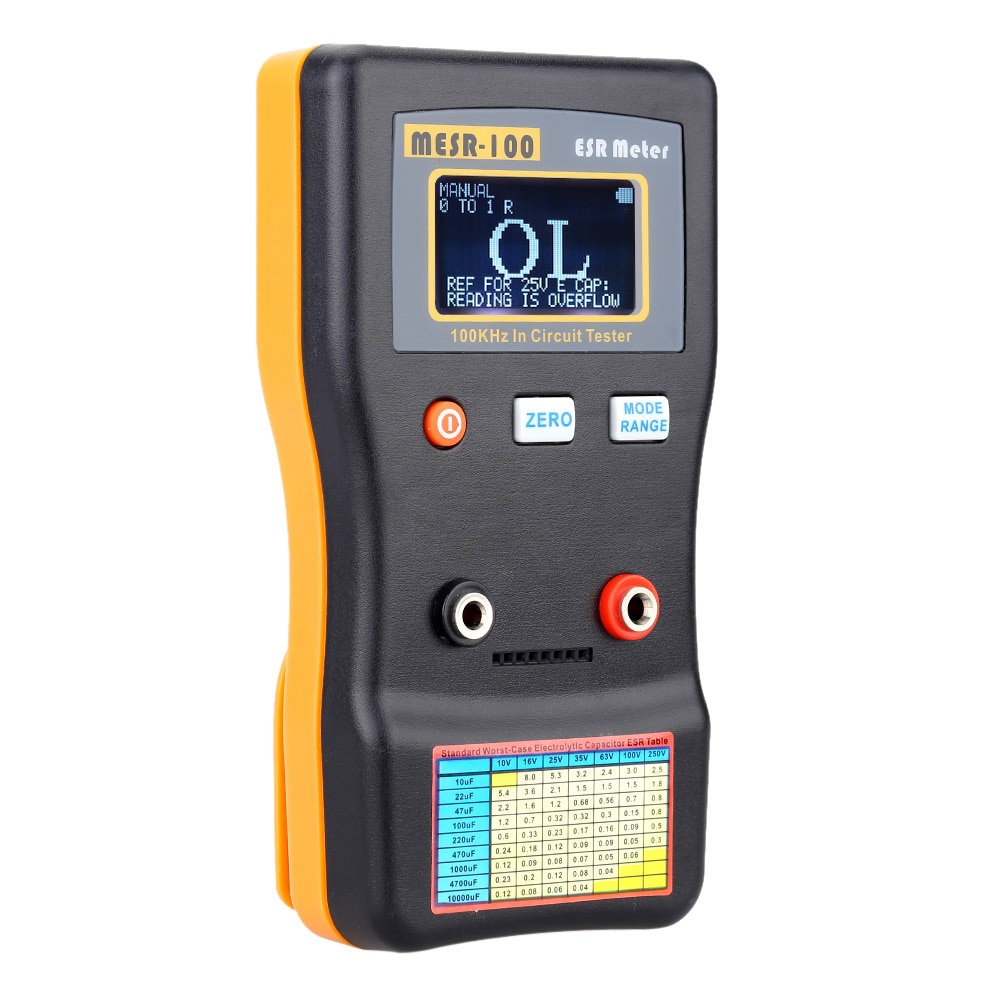 Mesr -100 esr kapacitansmåler ohm måler måling af kapacitans modstand kondensator kredsløbstester 0.001 to 100.0r
