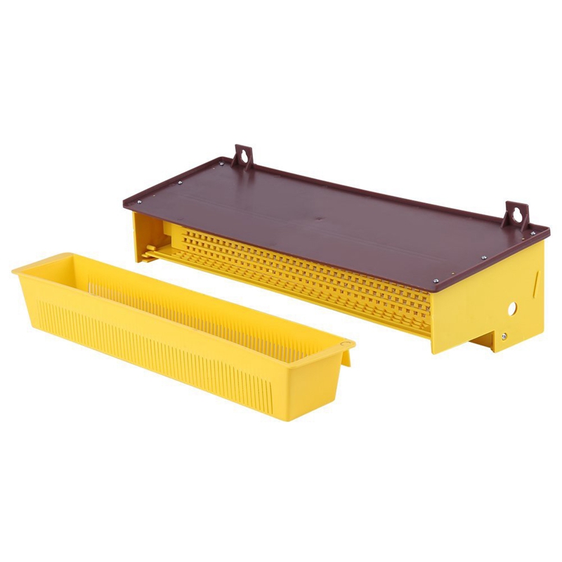 Piège à Pollen en plastique apicole jaune avec bac à Pollen ventilé amovible collecteur de Pollen fournit des outils, 39x14x10 cm
