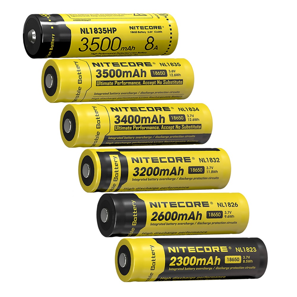 Nitecore-batería NL1835HP 18650, pila de 3500mAh, 3,6 V, 12.6Wh, 8A, botón de ion de litio protegido de alto rendimiento para linterna LED