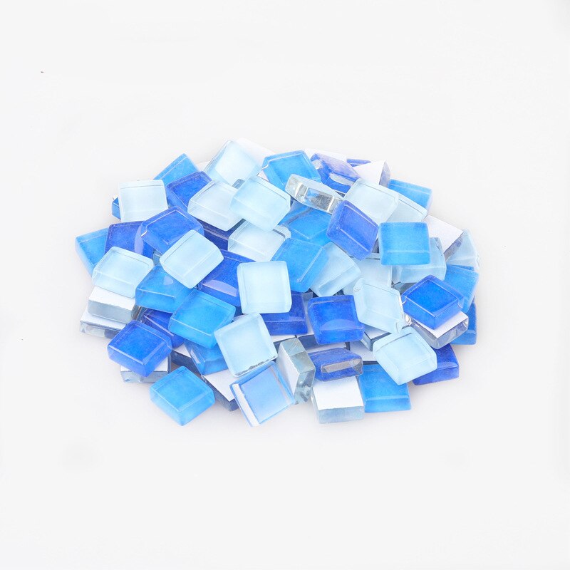 100g ( ca. 100 stk. ) 1cm flerfarvede firkantede glasfliser til gør-det-selv-håndværk leverandør, der laver fliser boligindretning gyh: Blå blandet