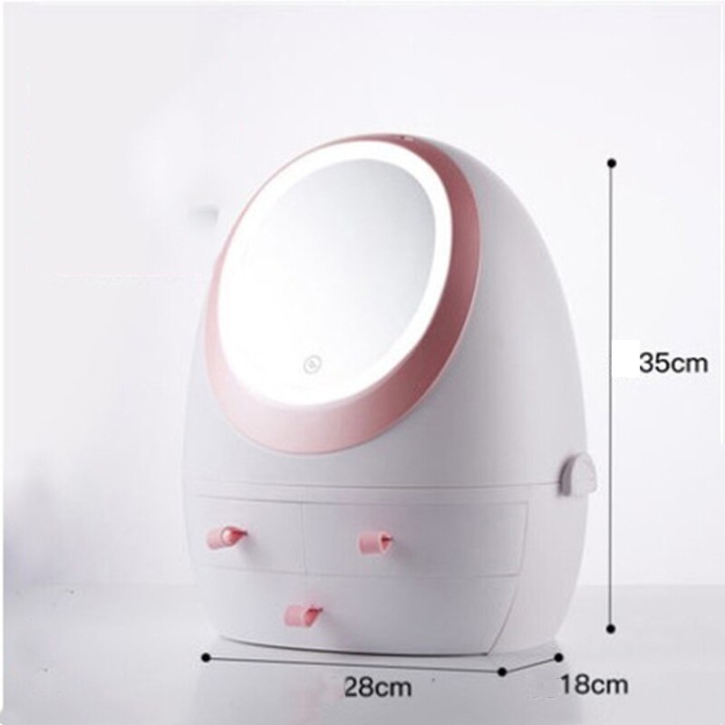 Big Mirror Smart LED Makeup Mirror Can Storage Skin Care LED Light Dust-proof Dressing Table Storage Mirror