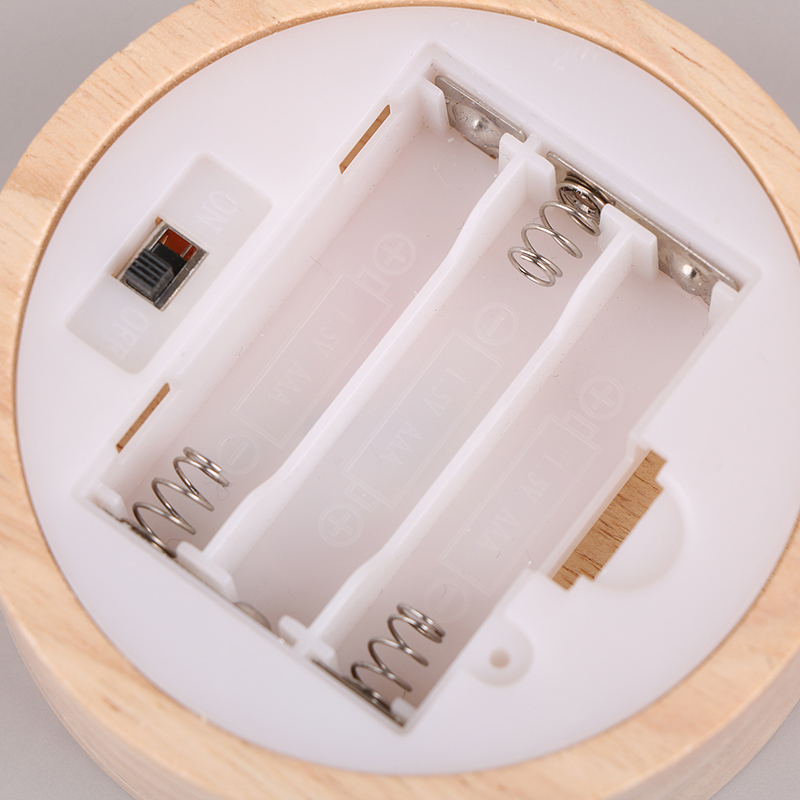 Base d'affichage de lumière LED ronde en bois à piles, 8/10cm, support de lampe de nuit capable, verre de cristal, résine, ornements artistiques