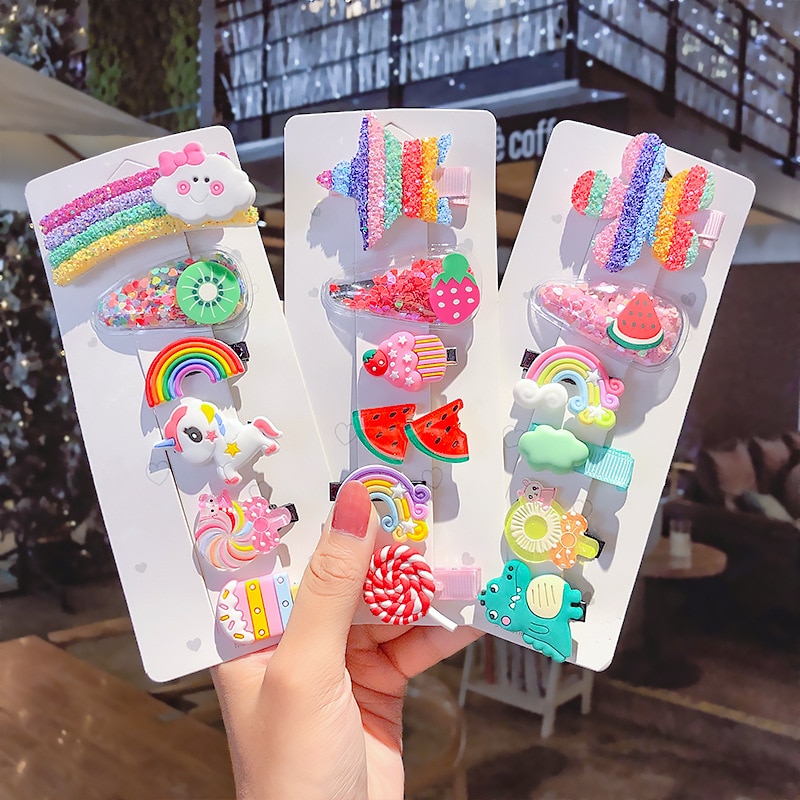 6 stuks/set meisjes schattige kleurrijke cartoon haarspelden kinderen zoete haarspeldjes haarspeldjes hoofdband kinderhaaraccessoires