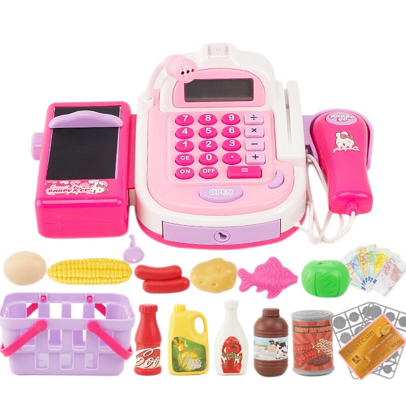 mini Simulato Supermercato guardare Contatore Gioco di Ruolo Cassiere Registratore di cassa impostato Bambini Giochi Di Imitazione Primi Giocattoli Educativi