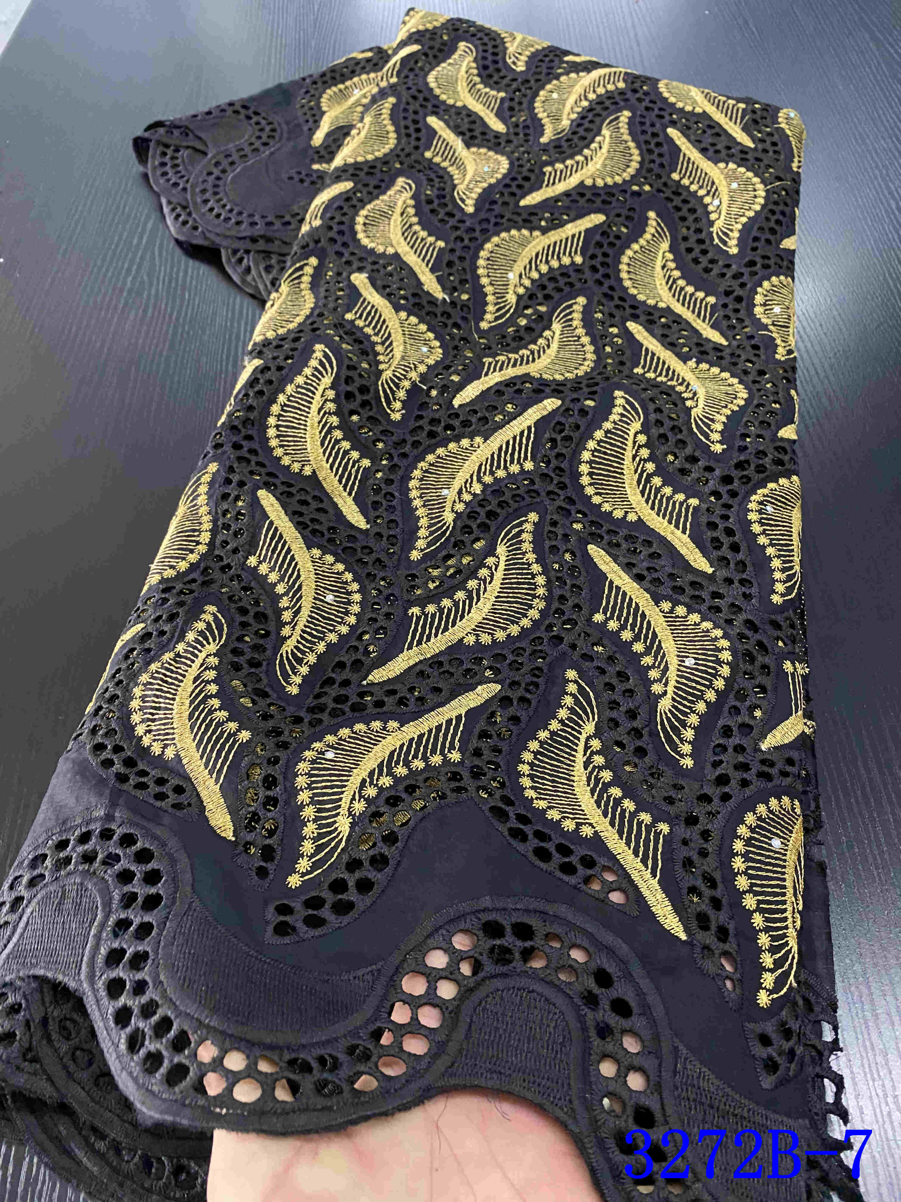 Wit Katoen Voile Kant In Zwitserland Afrikaanse Droge Kant Stof Kant Nigeriaanse Kant Stoffen Voor Kleding YA3272B-3: Picture 7