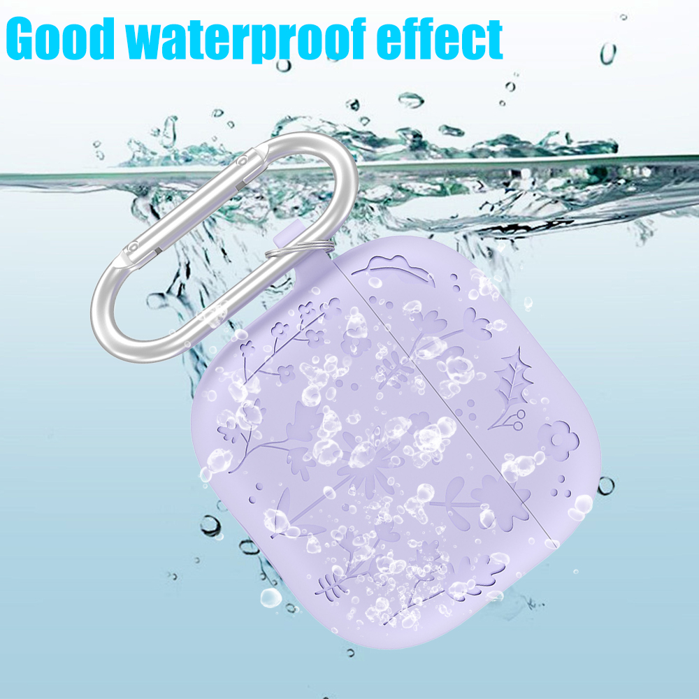 Flora engraved headphone case for apple airpods 4,  , protective holder, shockproof silicone case with key fob for airpods 4