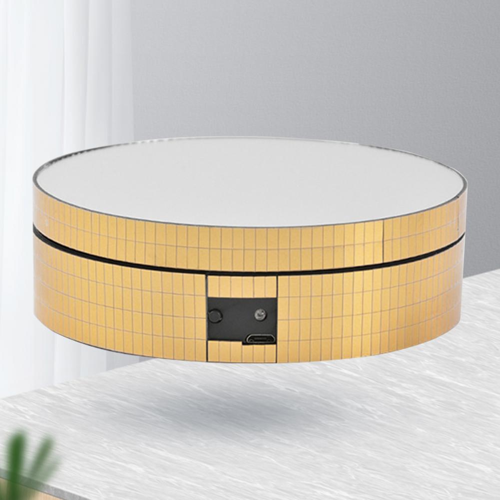 Rotating Display Stand Practical 12cm Mirror Electric Turntable Portable Rotating Turntable