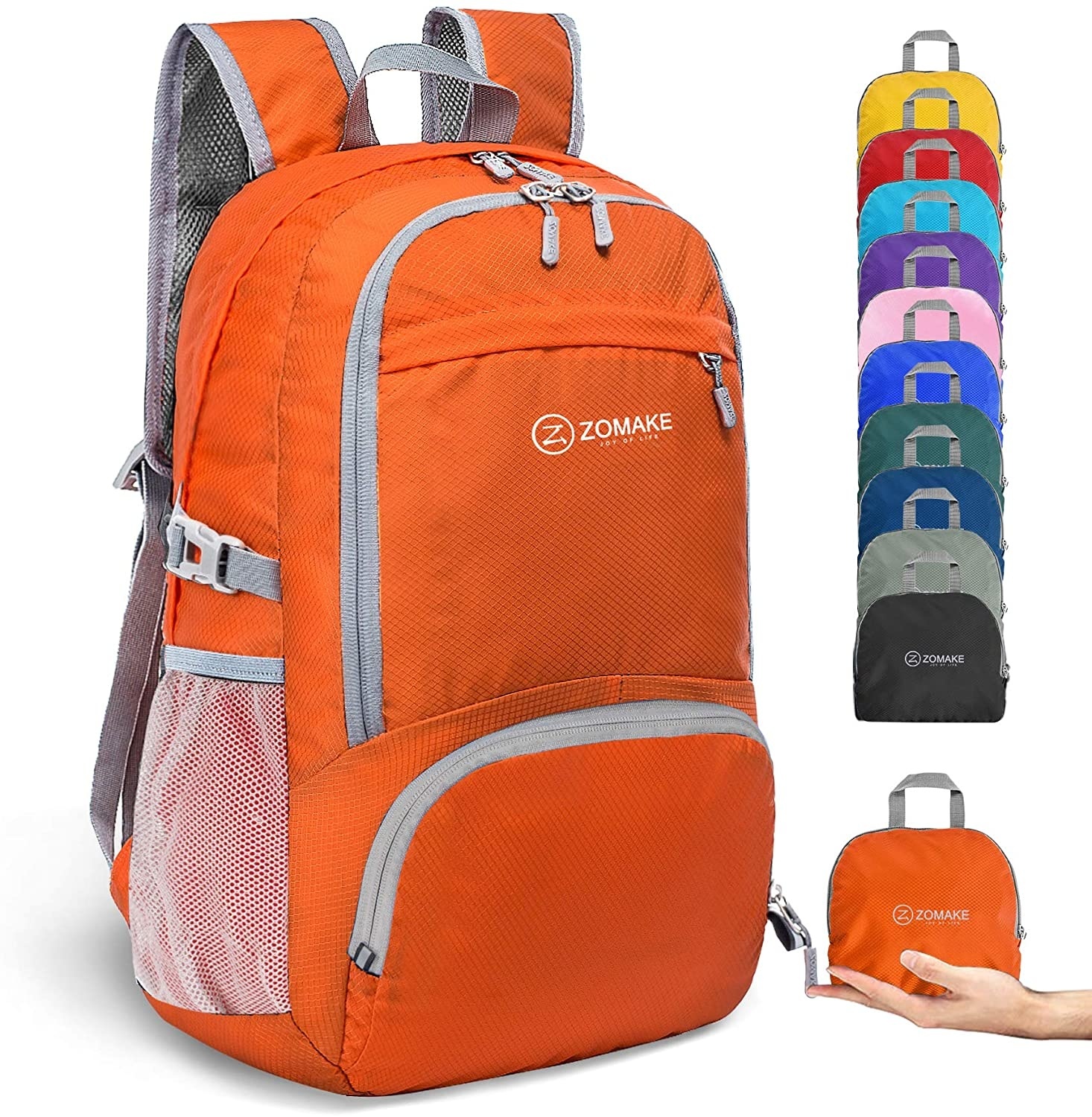 Zomake – sac à dos pliant 30L léger, sac à dos compact, étanche, adapté à la randonnée pour hommes et femmes: 124 Orange-124