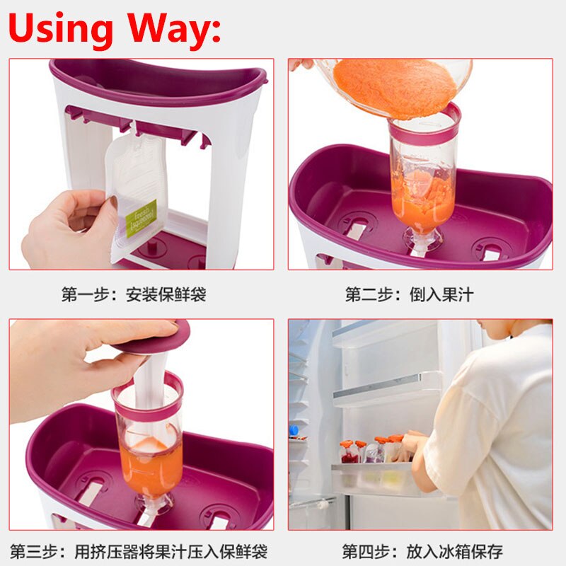 Squeeze Juice Station Baby Food Organination Storage Containers Baby Food Maker Set Fruit Puree Packing Machine Party