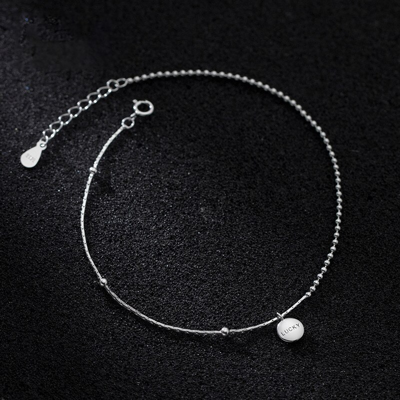 MIQIAO Lucky Leg Chain Female Bracelet Women Real Silver 925 Anklet Ornament Bracelets For Feet Beach Accessories