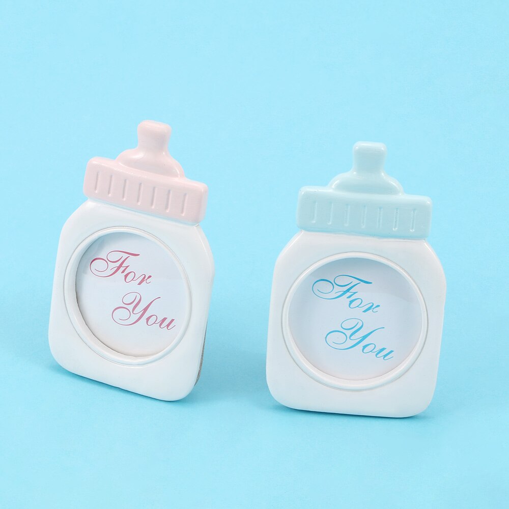 Cadre Photo en forme de bouteille pour bébé, joli ensemble bleu ou rose, pour fête prénatale, fournitures mignonnes d'anniversaire pour enfants
