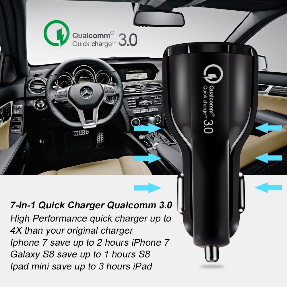 Auto-oplader Sigarettenaansteker Universele Dual Usb Snel Opladen 3.0 Mobiele Telefoon Fast Car Charger Voor Iphone Samsung Huawei