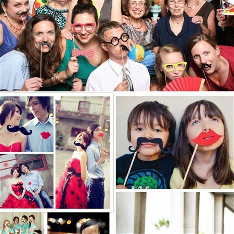 58PCS Grappige Glazen Photo Booth Props Feestartikelen Hoed Snor Lip Masker Foto Props Bruiloft Verjaardagsfeestje Decoraties Volwassen