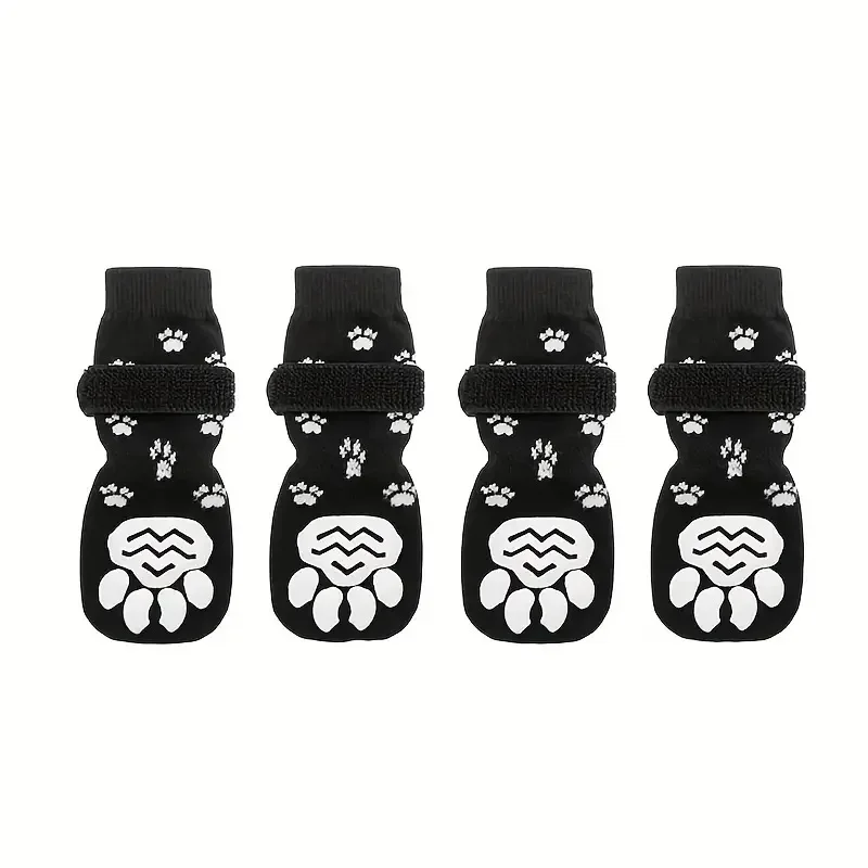 4 unids/set calcetines antideslizantes para perros 4 Uds Protector de pata Control de tracción ropa interior ajustable tejida con refuerzo de goma: S / Neón