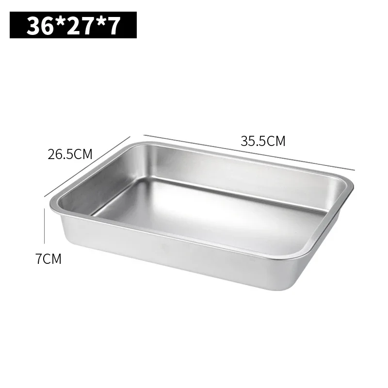 Tykkere rustfri serveringsbakke med låg, rektangel, metalopbevaringsplader, fad, kagebuffet, køkkenbeholder: Rød