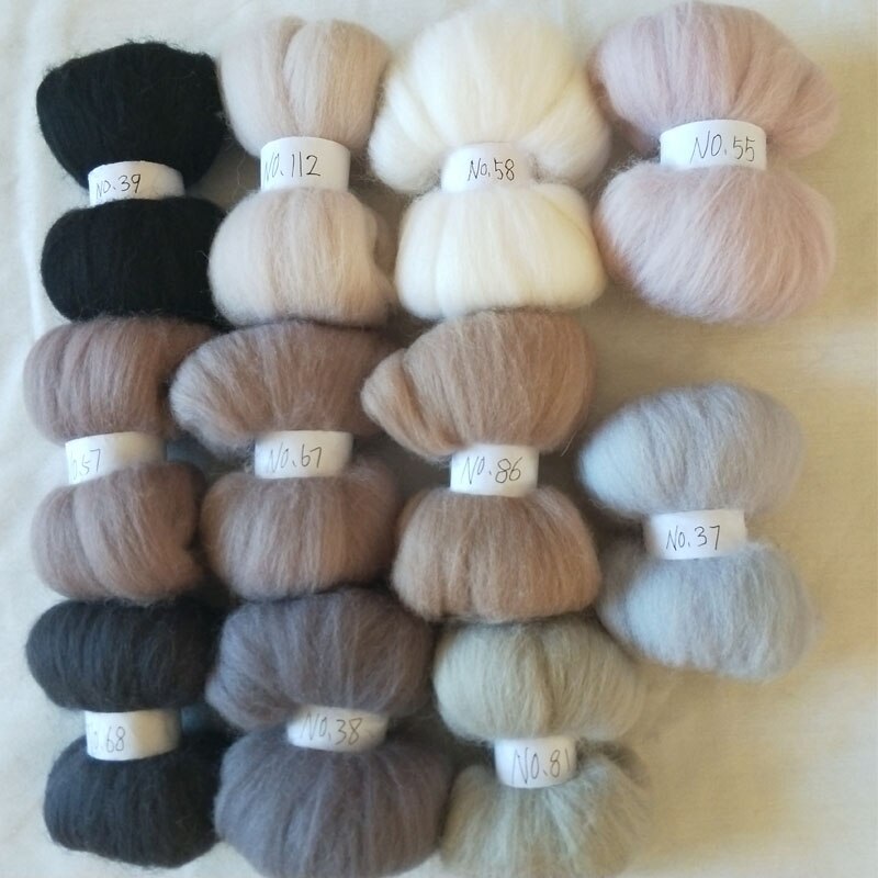 Wfpfbec 55G Vilt Voor Wol Fiber Gekamd 100% Wol Merino Zwervende Wol Voor Naaldvilten 5 G/zak 11 Kleuren