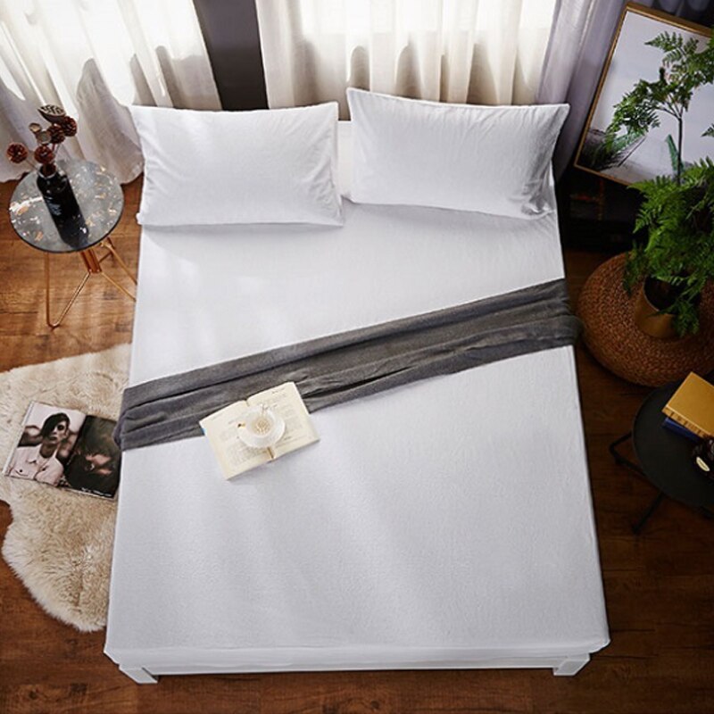 160 x 200cm 100%  vandtæt madrasbetræk hvidt bomuldsfrotté madrasbeskytter sengebugsikker støvmide sengetæppe: 140 x 200 x 20cm