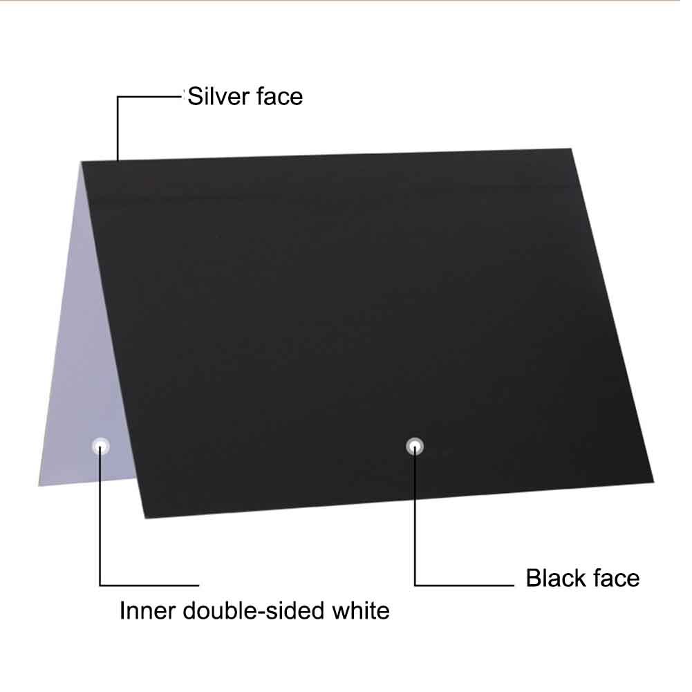 3 in1 dobrável luz de papelão refletor engrossado para fotografia dupla face placa pequenos adereços branco preto prata portátil