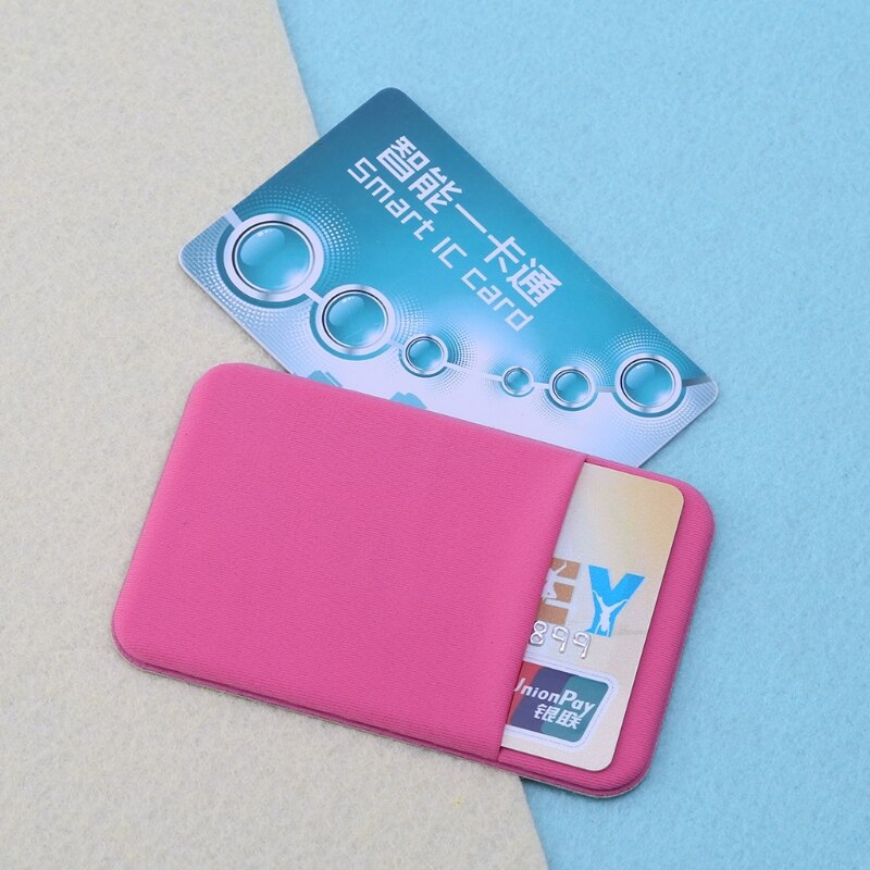 Mobile Phone Credit Card Wallet Holder Pocket Stick-On Adhesive Elastic Tool