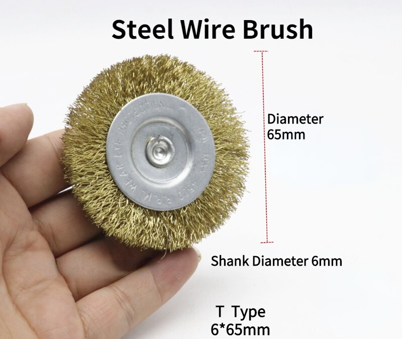 Mola per rimozione ruggine/mola per filo d'acciaio/spazzola per lucidatura/impostato di spazzole per trapano elettrico/rimozione della ruggine in metallo: 6X65MM  1pezzi
