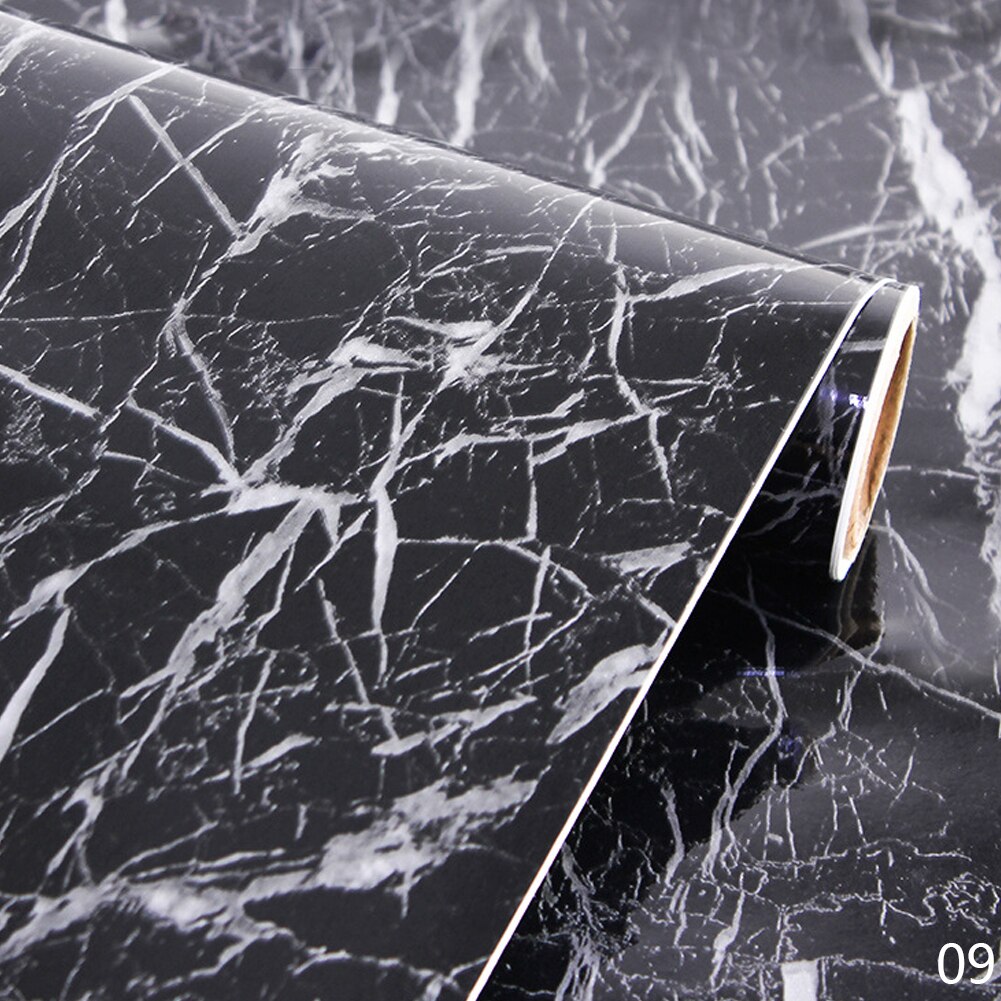 60*100cm PVC Marble Waterproof Contact Paper Self Adhesive Wallpaper Decor Film Kitchen Cabinet Countertop Furniture Sticker: Black Gold