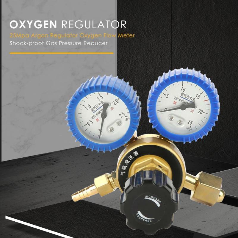 0-25Mpa Argon Lassen Regulator Uitstekende Metalen Zuurstof Flowmeter Shock-proof Gas Drukregulerende Stabiele Uitlaatdruk