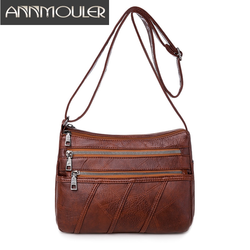 Annmouler Sac à bandoulière pour femmes en cuir Pu Sac à bandoulière doux Sac de messager pour filles femme Sac à main Sac à main Sac à main a Mai