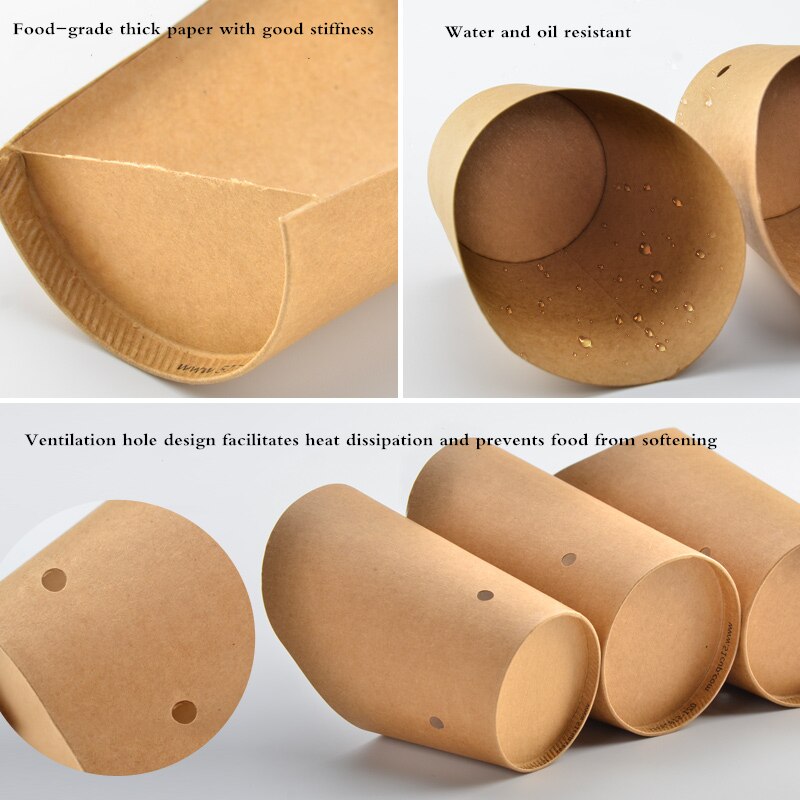 100pcs Kraft paper potato chips box disposable paper bags,french fries cup,food bags,snack packing boxes,Hand holding snack cup