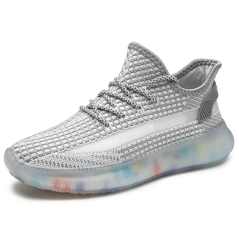 Mandlige sneakers herresko åndbare sneakers casual walking letvægts sort rød sneaker sapato masculino: Grå / 8